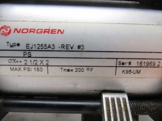 Norgren EJ1255A3 Rev 3 Pneumatic Air Cylinder 2-1/2" Bore 2" Stroke 150PSI