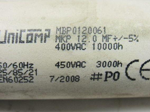 UniComp MBP0120061 12.0uF 400VAC 50/60Hz Run Capacitor