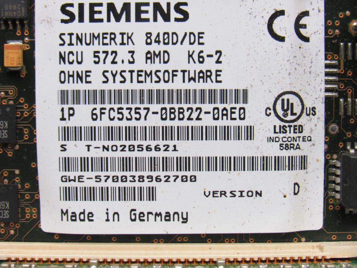 Siemens 6FC5357-0BB22-0AE0 Sinumerik 840D/DE NCU572.3 AMD K6-2 Module Card