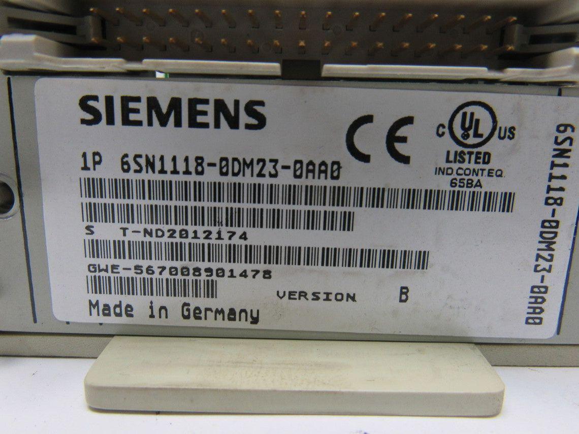 Siemens 6SN1118-0DM23-0AA0 Ver. D Simodrive Servo Amplifier Axis Module Card