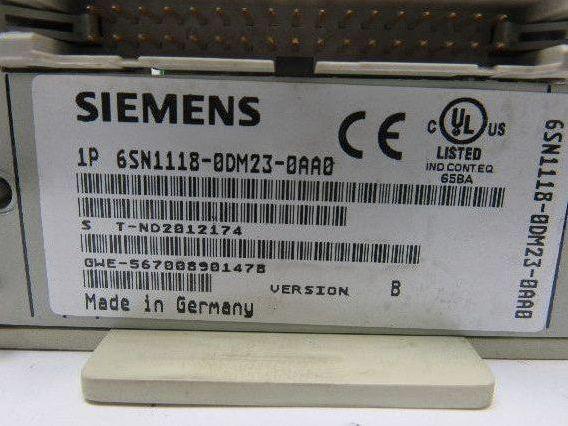 Siemens 6SN1118-0DM23-0AA0 Ver. D Simodrive Servo Amplifier Axis Module Card