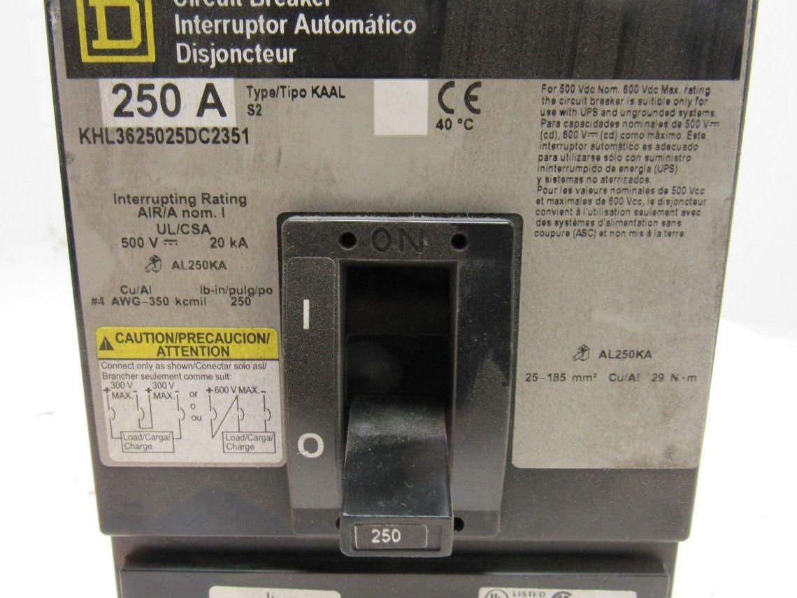 Square D KHL3625025DC2351 250A 3 Pole Circuit Breaker 500V DC
