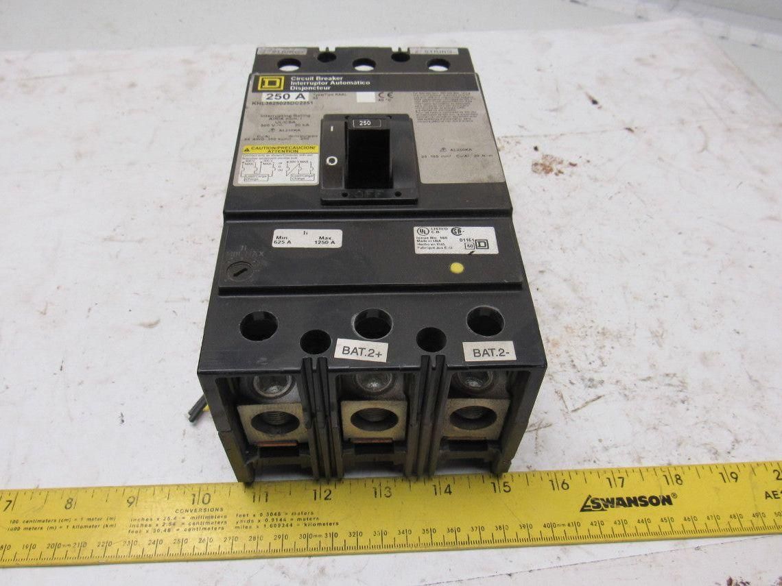 Square D KHL3625025DC2351 250A 3 Pole Circuit Breaker 500V DC