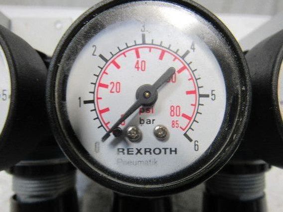 Rexroth Mecman 5350221010 6 Bar Air Pressure Regulator 3 Way Manifold Assembly