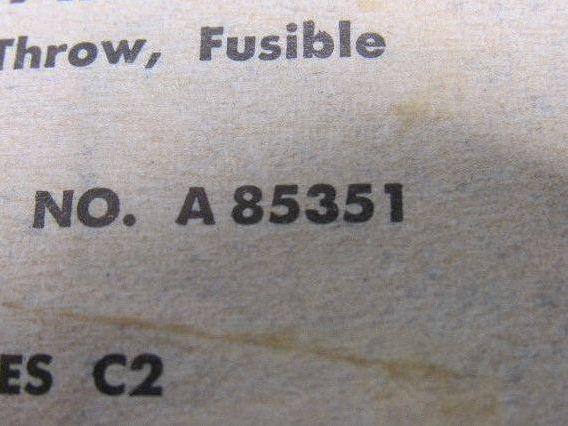 Square D A85351 3 Pole Fusible Safety Switch 30A 240V Max.