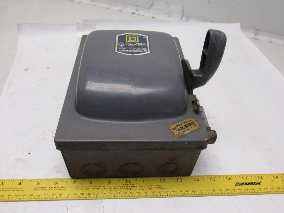 Square D A85351 3 Pole Fusible Safety Switch 30A 240V Max.