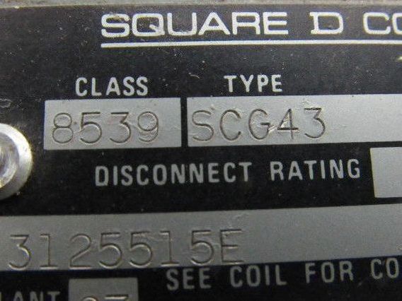Square D 8539 SCG43 15A NEMA Size 1 Starter Disconnect Combo