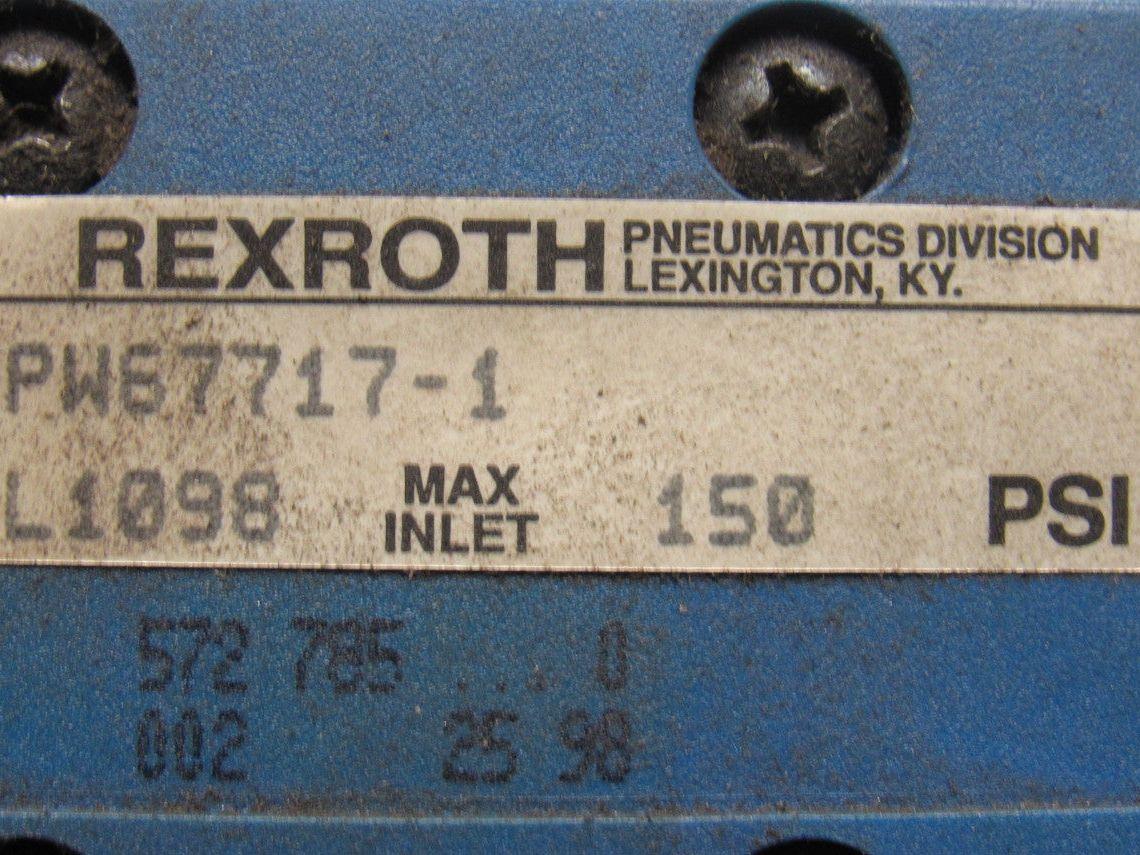 Rexroth PW67707-1 Pneumatic Valve 24VDC Coil W/Manifold Block