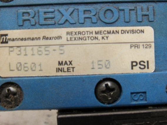 Rexroth P31165-5 Pneumatic Valve 24VDC Coil W/Manifold Block