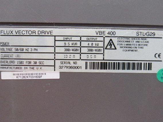 Control Techniques VBE 400 STDG29 Flux Vector Drive 4.0Kw 380/460V