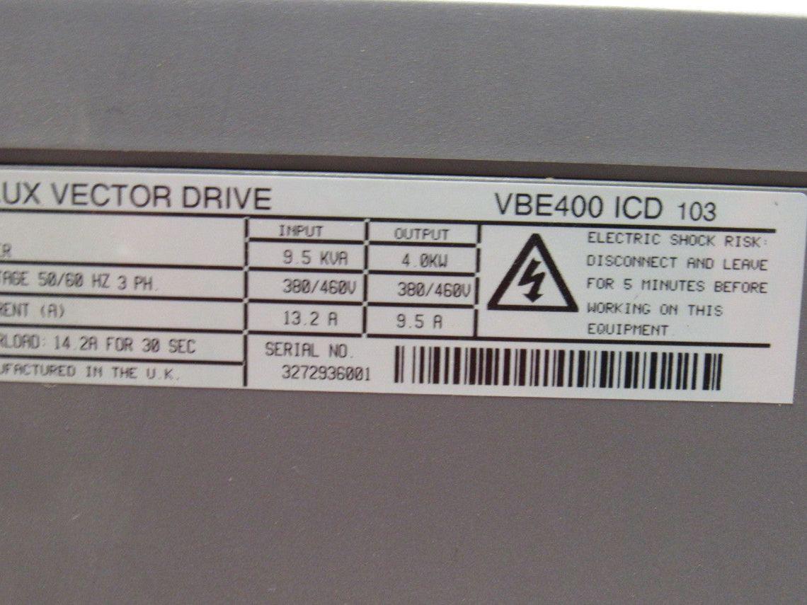 Control Techniques VBE 400 ICD103 Flux Vector Drive 4.0Kw 380/460V