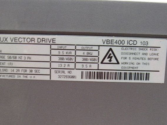 Control Techniques VBE 400 ICD103 Flux Vector Drive 4.0Kw 380/460V