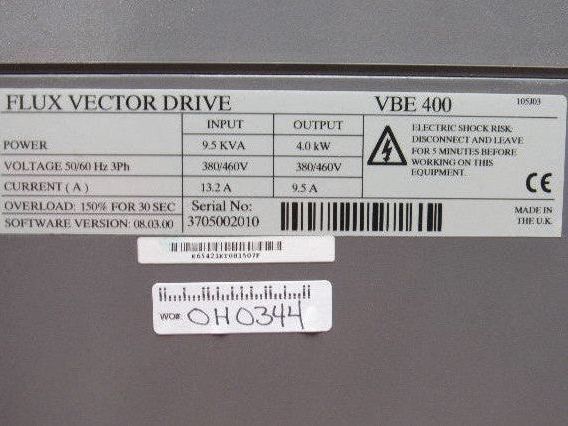 Control Techniques VBE 400 Flux Vector Drive 4.0Kw 380/460V