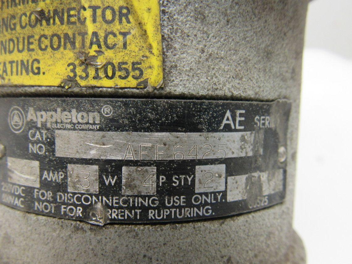 Appleton AEE6425 60A 240V 4 Wire Receptacle Plug W/Aluminum Housing