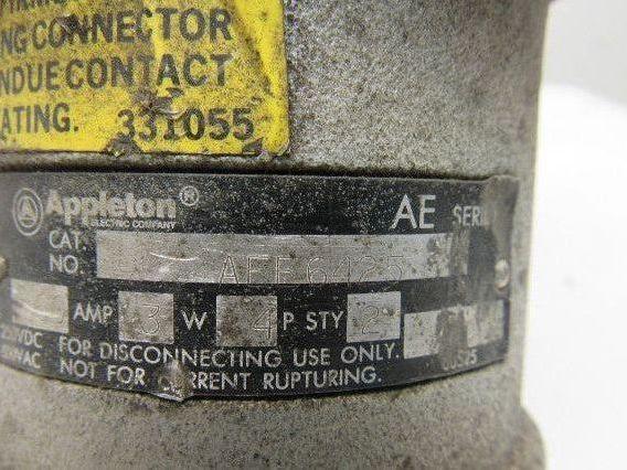 Appleton AEE6425 60A 240V 4 Wire Receptacle Plug W/Aluminum Housing