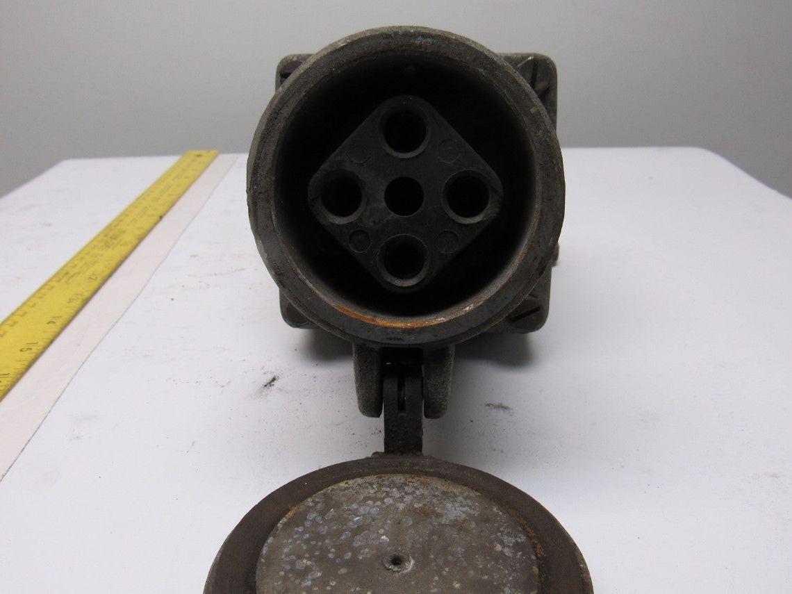 Appleton AEE6425 60A 240V 4 Wire Receptacle Plug W/Aluminum Housing