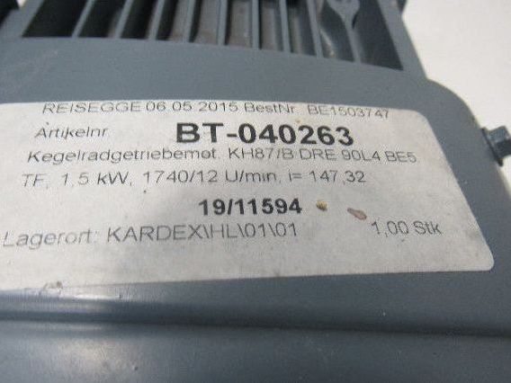 SEW KH7B-DRE90:4BES/TP 2HP 147.32RPM Electric Gear Motor 277/480V 3Ph