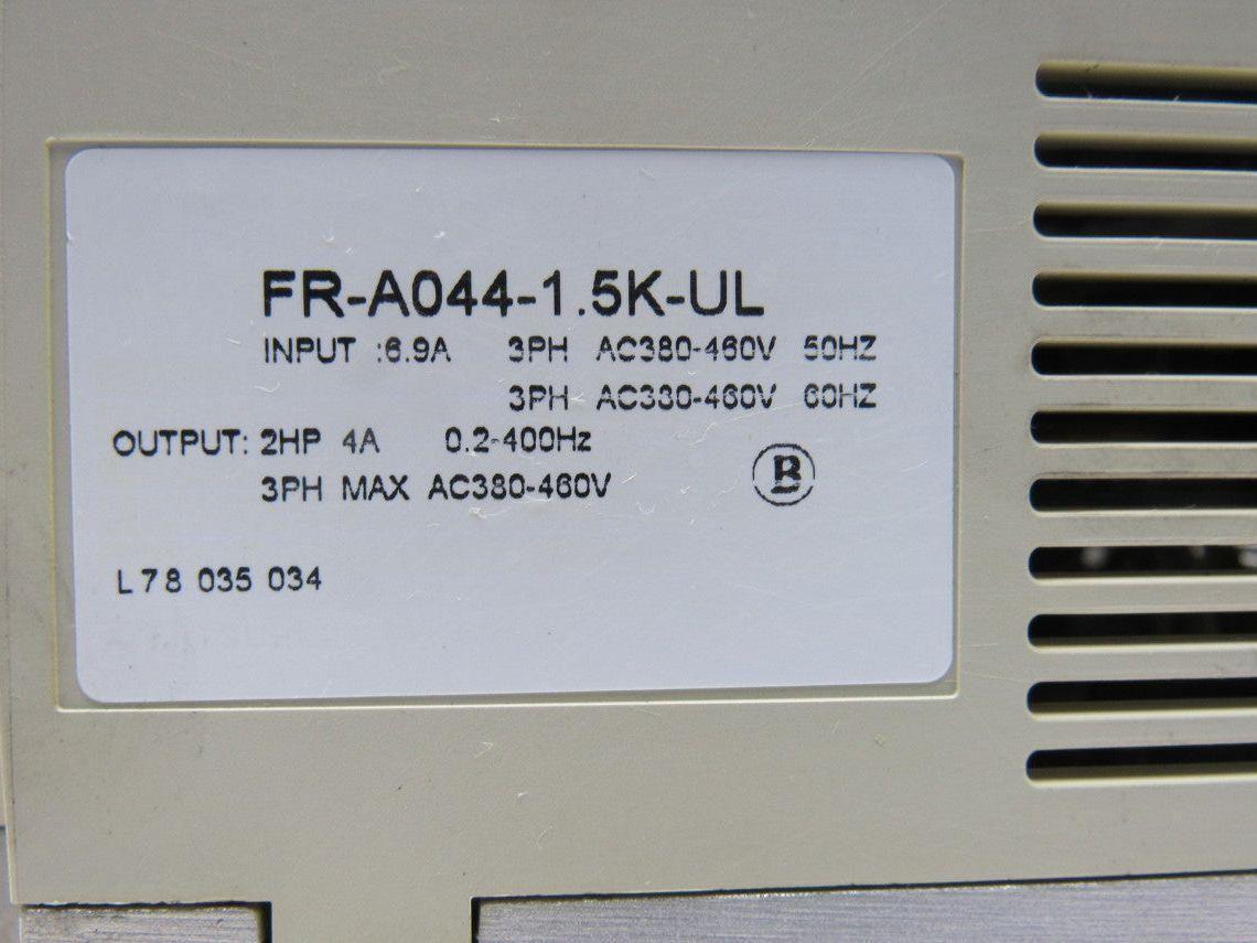 Mitsubishi FR-A044-1.5K-UL 2HP Variable Frequency AC Drive Missing Cover