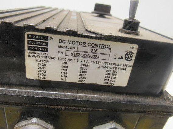 Bodine Electric 815 Type FPM Adjustable DC Speed Torque Control 115VAC 50/60Hz