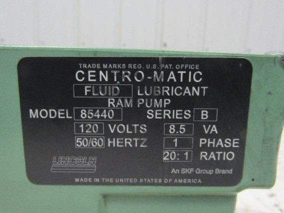 Lincoln 85440 Cetro-Matic Fluid Lubricant Pump 120V 1Ph 50/60Hz 20: 1 Ratio