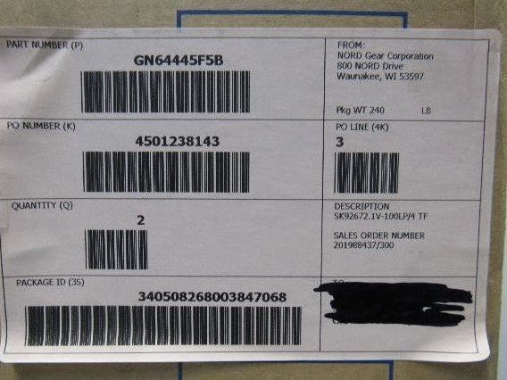 Nord 100LP/4TF 12.84:1 Ratio 114RPM 2.2kW Right Hand Output Gear Motor