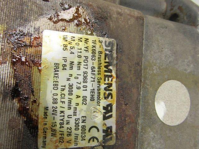 Siemens 1FK6063-6AF71-1EH0 Brushless AC Servo Motor