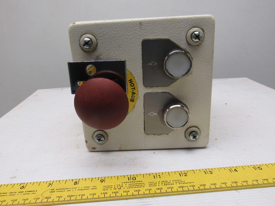 Rees 50703NO-NC Mushroom Head E-Stop W/6"x6"x4" Enclosure & 2 Push Buttons
