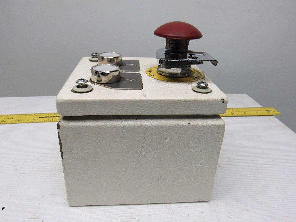 Rees 50703NO-NC Mushroom Head E-Stop W/6"x6"x4" Enclosure & 2 Push Buttons