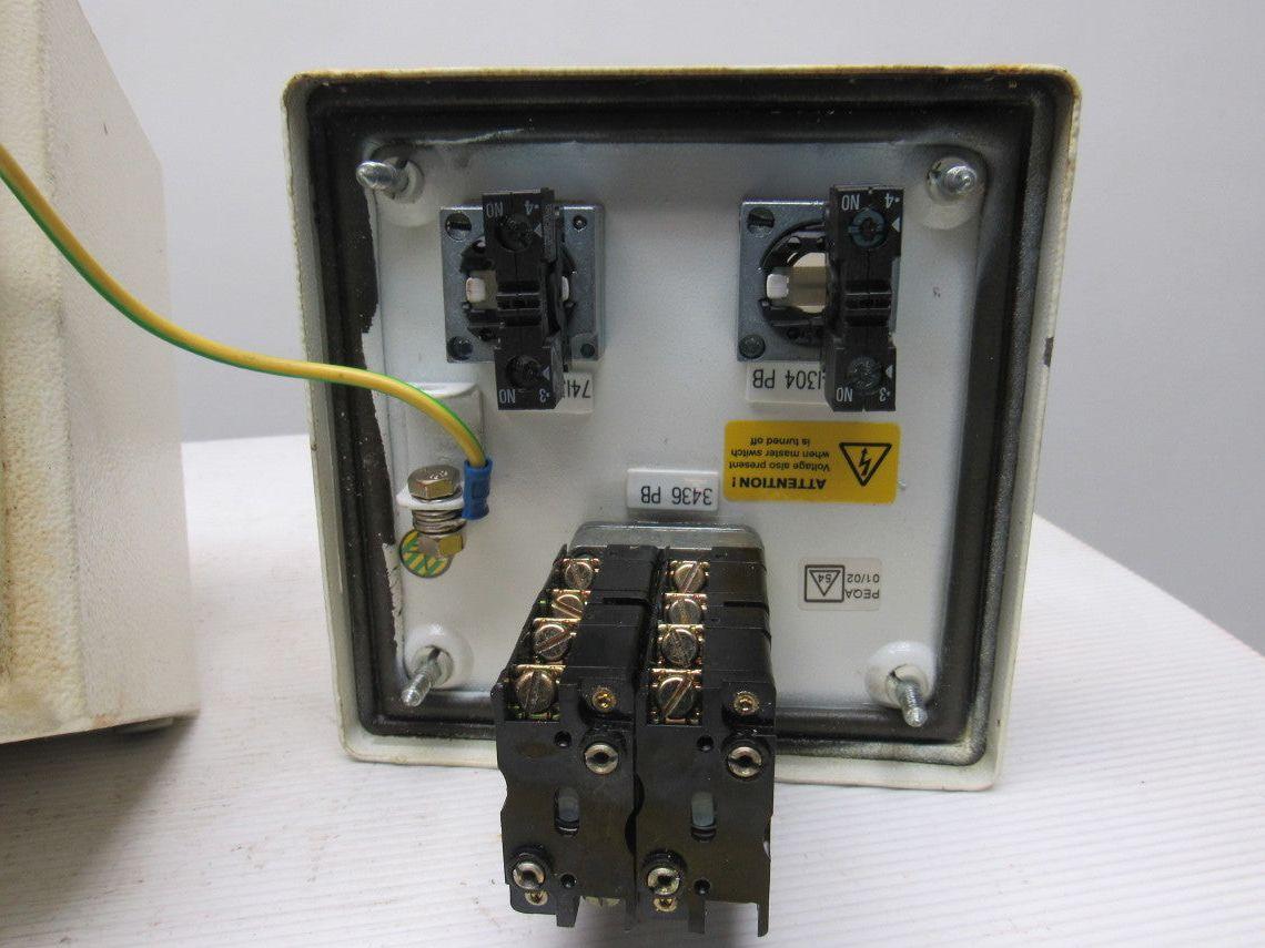 Rees 50703NO-NC Mushroom Head E-Stop W/6"x6"x4" Enclosure & 2 Push Buttons
