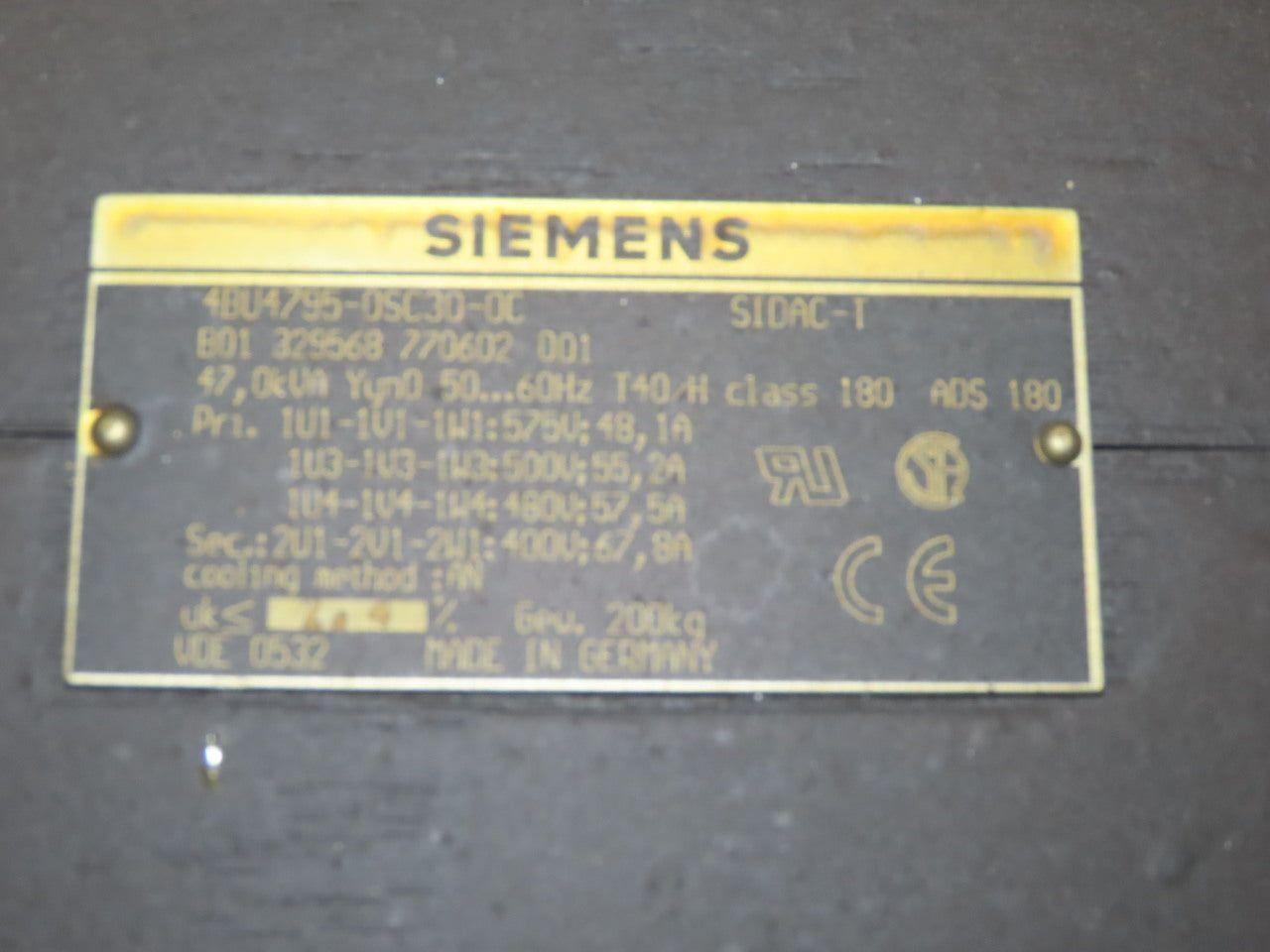Siemens 4BU4795-0SC30-0C Transformer 575-500-480HV 400LV 50/60Hz Heller MC16 CNC