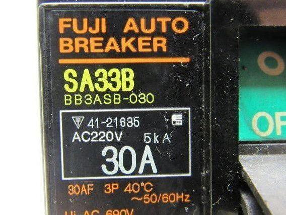 Fuji Electric BB3ASB-030 Auto Breaker 3Pole 30A 550VAC
