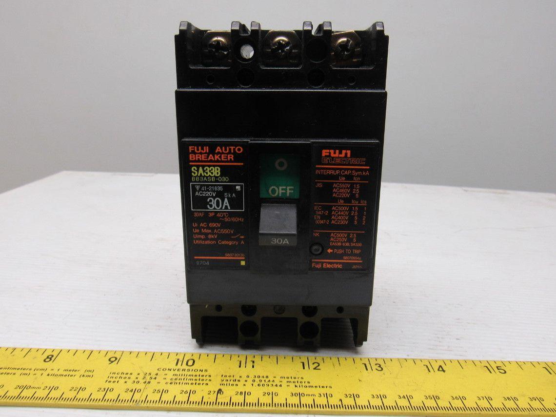 Fuji Electric BB3ASB-030 Auto Breaker 3Pole 30A 550VAC