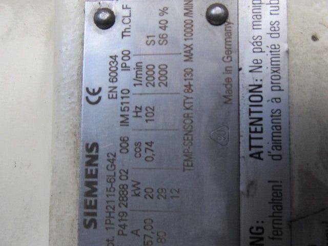 Werke G200 Spindle Assembly CNC Siemens 1PH2115-6LG40 SMW Autoblok ZHDC-SLL57/61
