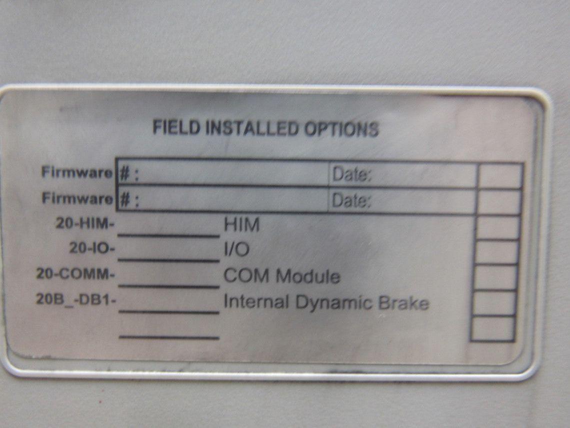 Allen Bradley 20BD2P1A0AYNANC0 Ser B PowerFlex 700 1Hp Motor Drive VFD