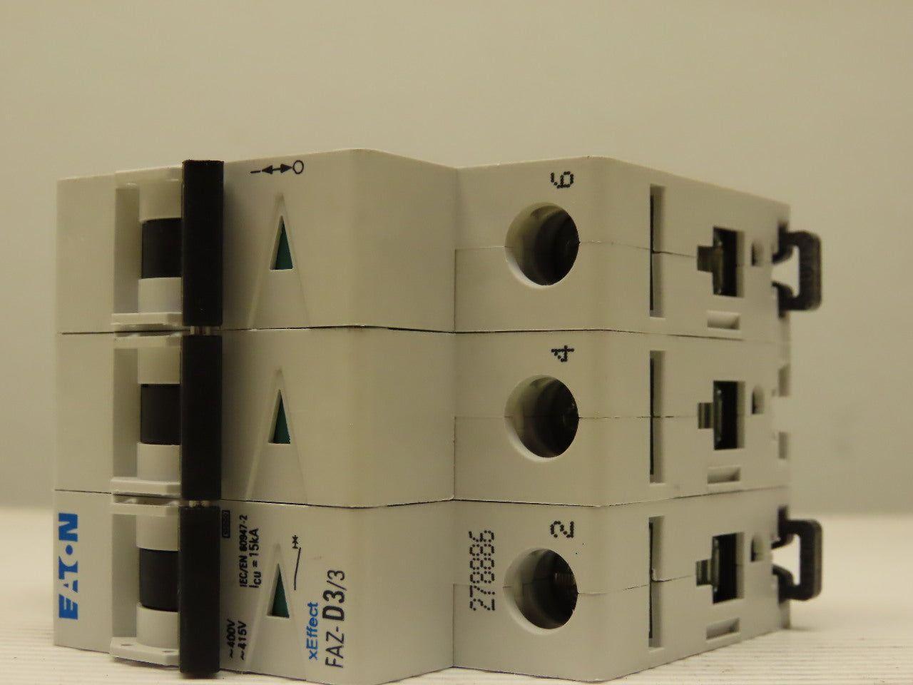 Eaton Cutler Hammer FAZ-D3/3 3AMP 3 Pole Circuit Breaker DIN Rail Mount
