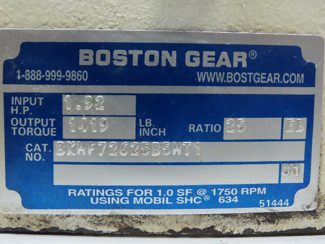 Boston Gear BKHF72625B5HT1 Wash Down Speed Reducer 25:1 Ratio