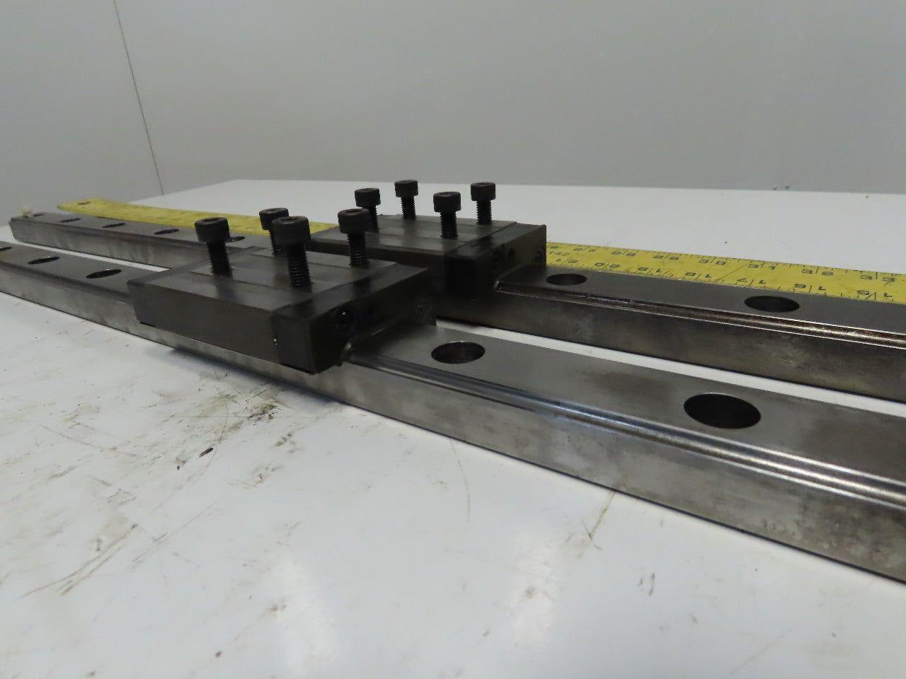 Single Horizontal Side Load Linear Rails W/Bearing Block 36-1/4" Lot of 2
