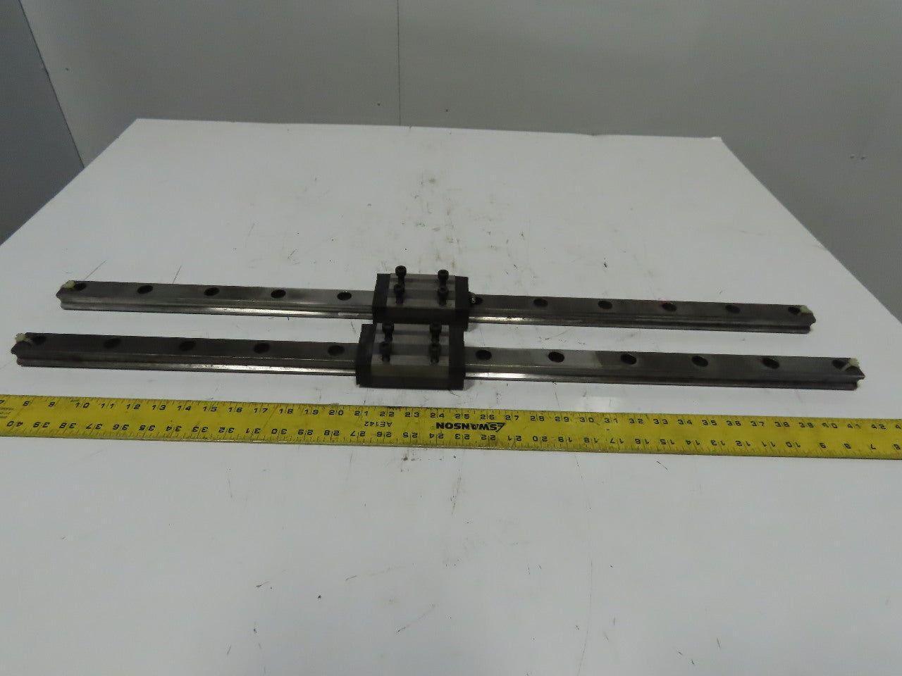 Single Horizontal Side Load Linear Rails W/Bearing Block 36-1/4" Lot of 2