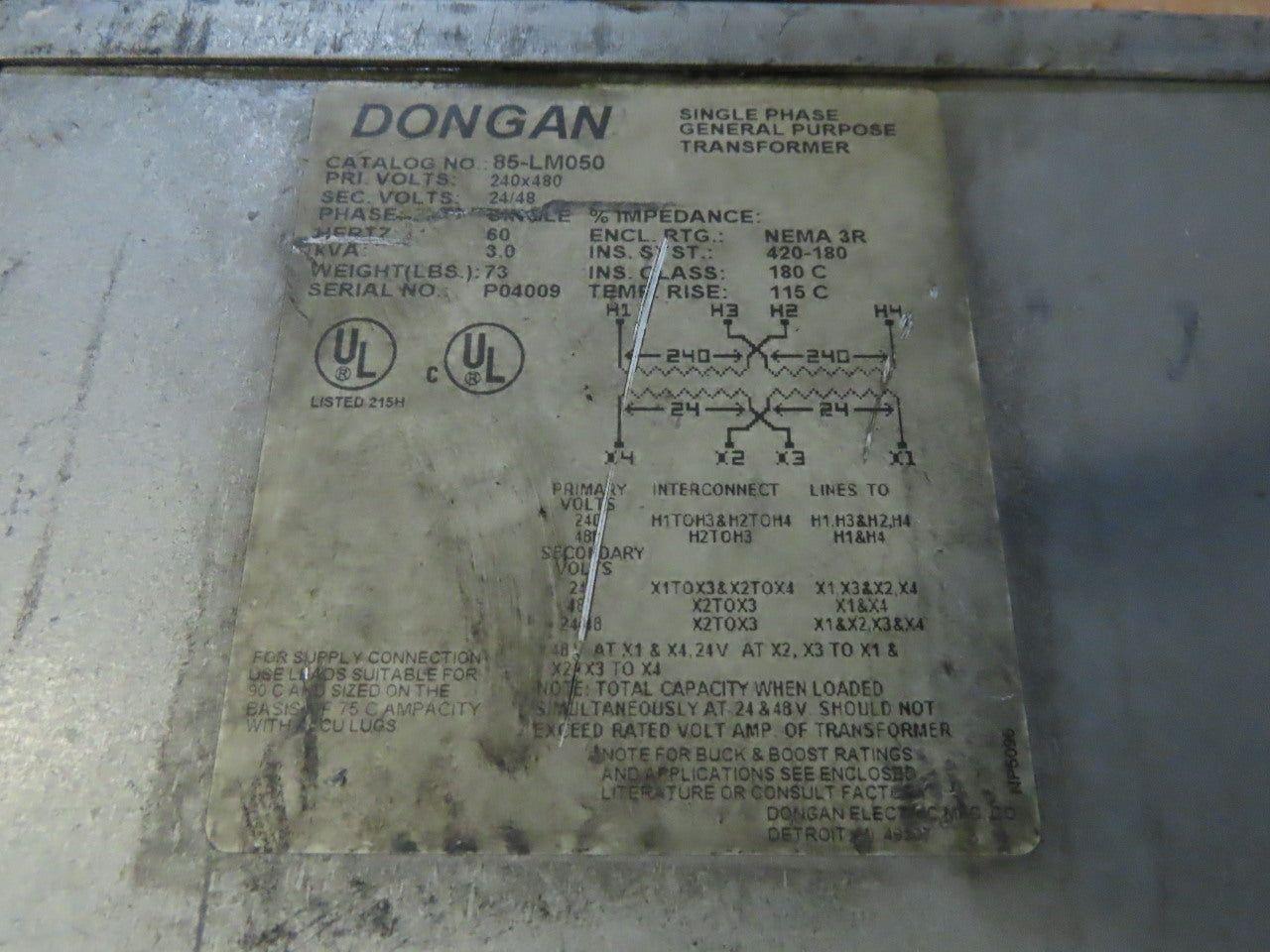Dongan 85-LM050 3KVA General Purpose Transformer 240-480HV 24/45HV Single Phase