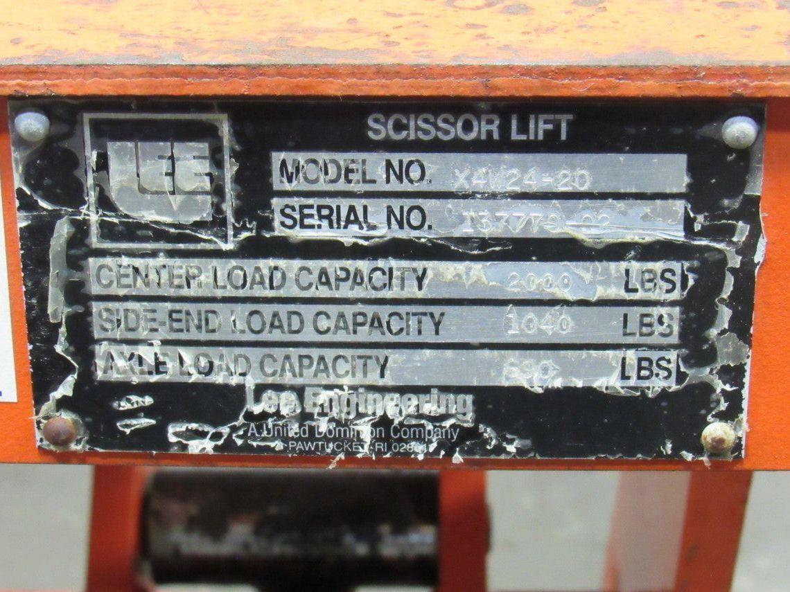 Presto X4W24-20 2000 LB 48"x48" Hydraulic Scissor Lift 7"-43" Height 460V 3Ph