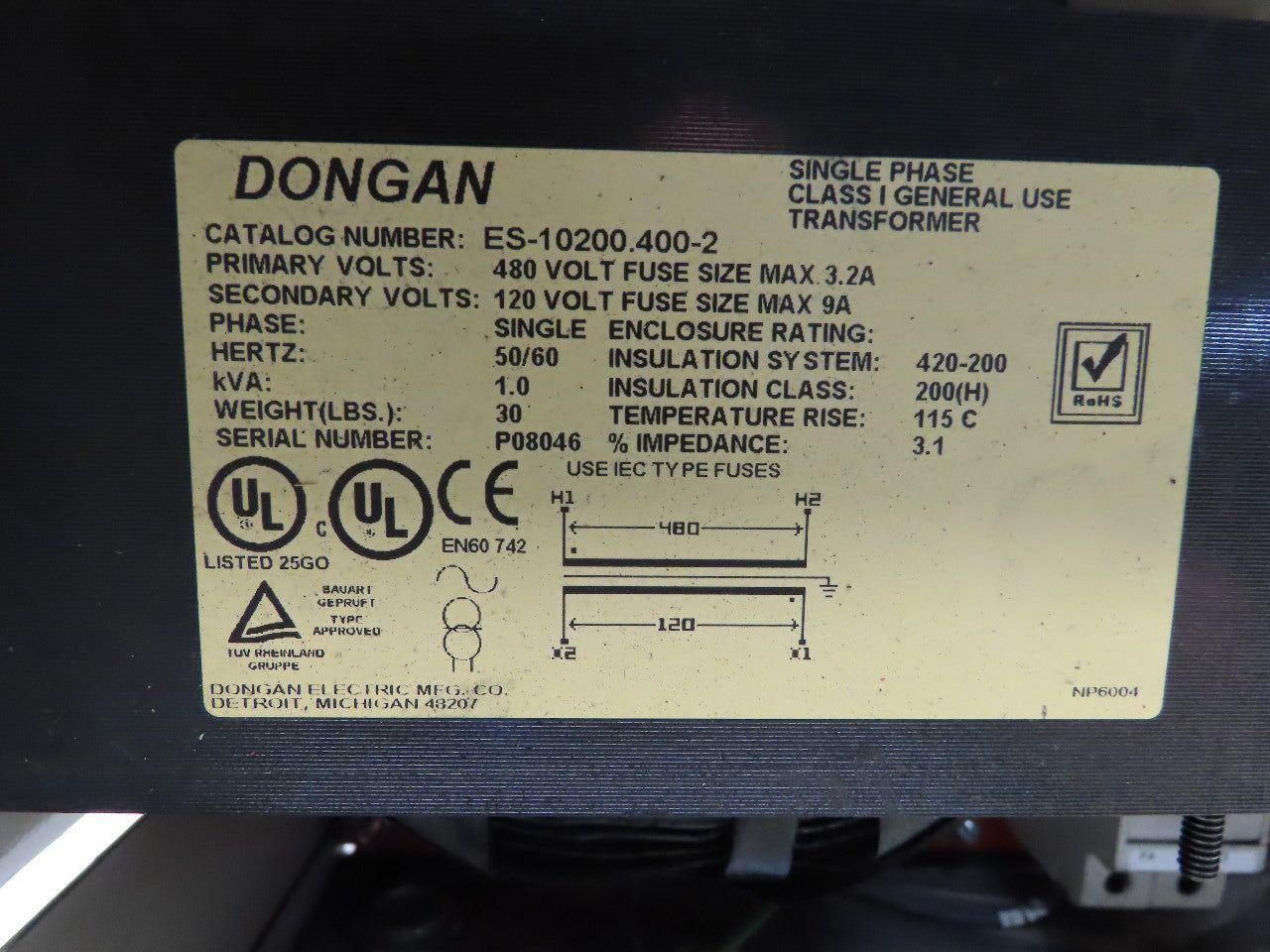 Dongan TDL-200 Enclosed Transformer Disconnect 1KVA 480V Pri 120V Sec 1PH