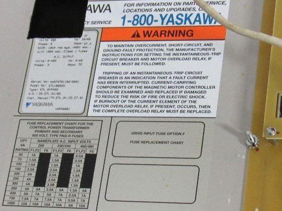Yaskawa E7LVB052G VFD Drive Bypass Assembly 51KVA 380-480V In 0-480V Out 50/60HZ