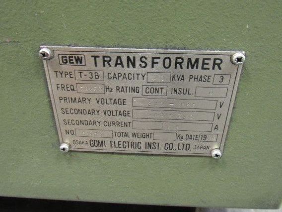 Gomi T-3B Type 40KVA Transformer 240/480HV 200/220LV 3Ph From a Makino EDM