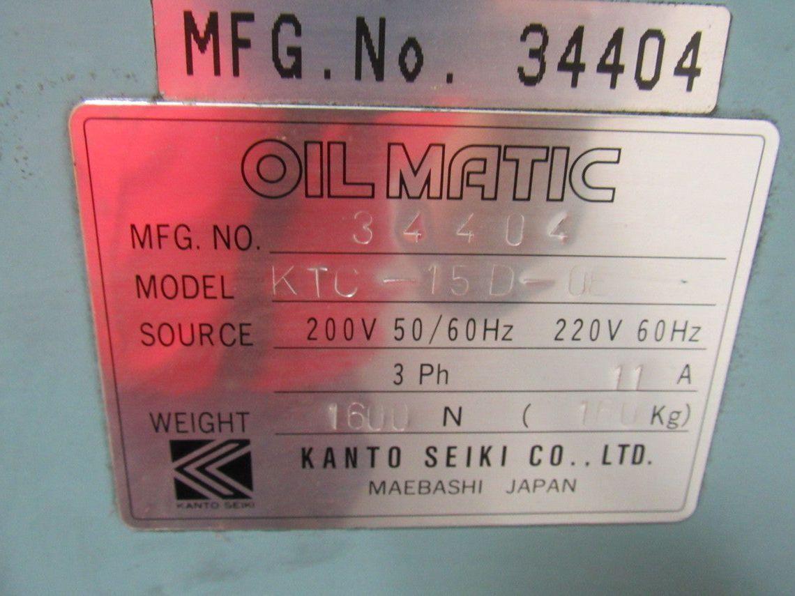 Kanto Seiki KTC-15D0E Oilmatic Hydraulic Oil Chiller Temp Regulator 200/220V 3Ph
