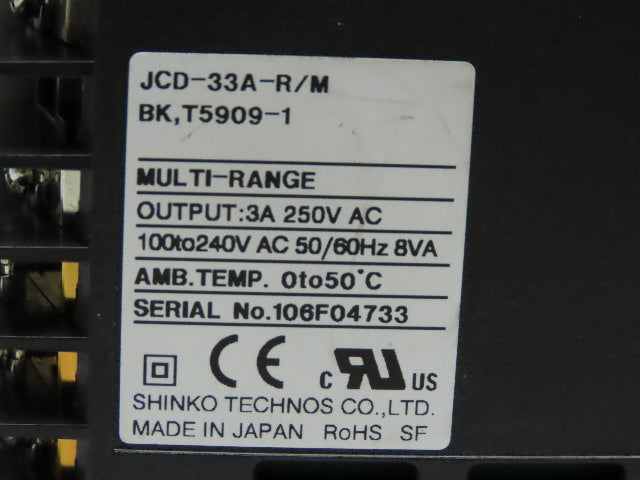 Shinko JCD-33A-A/M Multi-Range 3A 250V 100-240V Digital Indicating Controller
