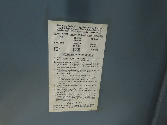 General Electric DFPH-365 600V 400A Bus Bussway Plug Fusible Disconnect