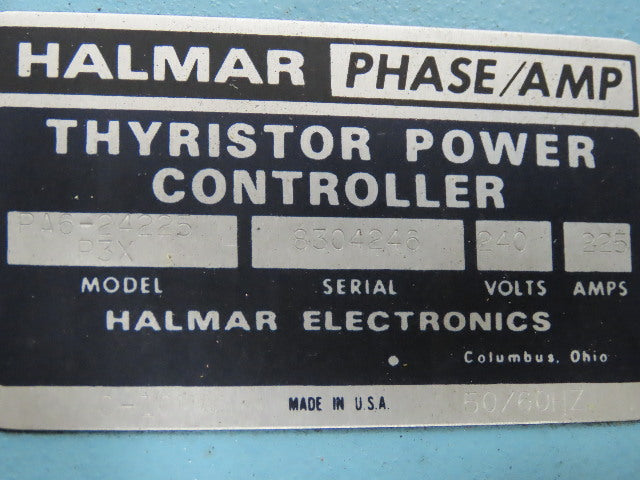 Halmar PA6-24225P3X Thyristor Power Controller Range 0-10MA 240V 225A