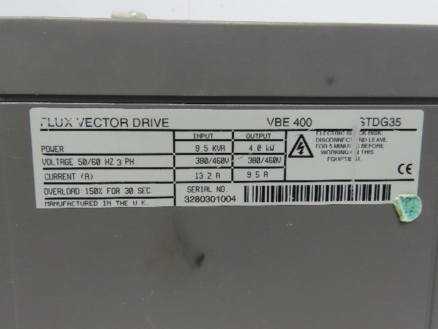 Control Techniques VBE400 STDG35 Flux Vector Drive 4.0Kw 380-460V 13.2A