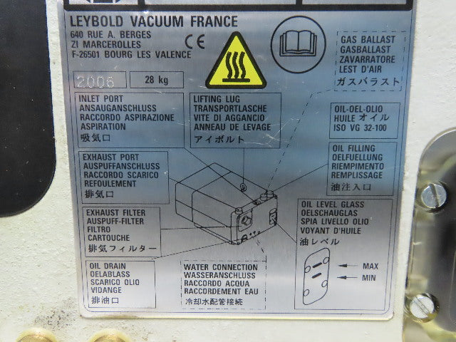 Leybold SV16 BR2W 9550165 Vacuum Pump 200V 50/60Hz