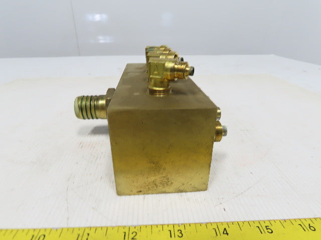 11 Port Brass Manifold Block Inlet 1"&1-1/4" NPT 8 Outlet 3/8" NPT 2-1/2"x6-1/2"